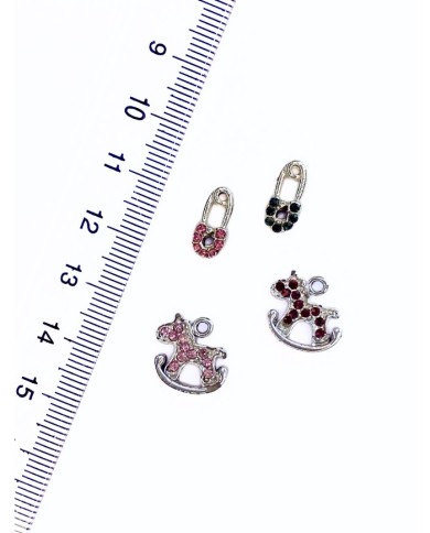 Pirinç Zirkon Taşlı Kilit Kolye Bileklik Ucu Charm Pembe 1 Adet