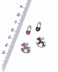 Pirinç Zirkon Taşlı Kilit Kolye Bileklik Ucu Charm Pembe 1 Adet