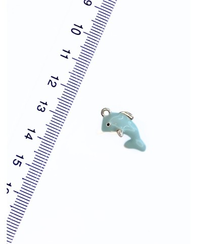 Pirinç Zirkon Mineli Yunus Balığı Kolye Bileklik Ucu Charm Mavi 1 Adet