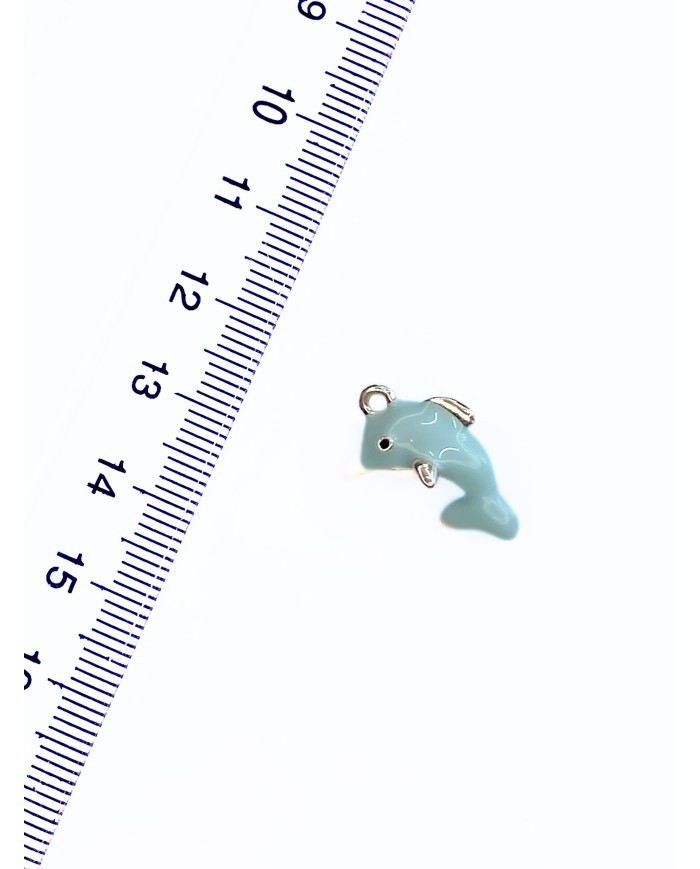 Pirinç Zirkon Mineli Yunus Balığı Kolye Bileklik Ucu Charm Mavi 1 Adet