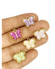 Pirinç Zirkon Mineli İncili Kelebek Kolye Bileklik Ucu Charm Mor 1 Adet