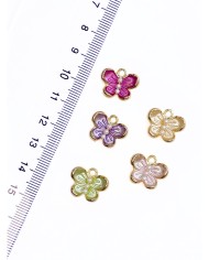 Pirinç Zirkon Mineli İncili Kelebek Kolye Bileklik Ucu Charm Yeşil 1 Adet