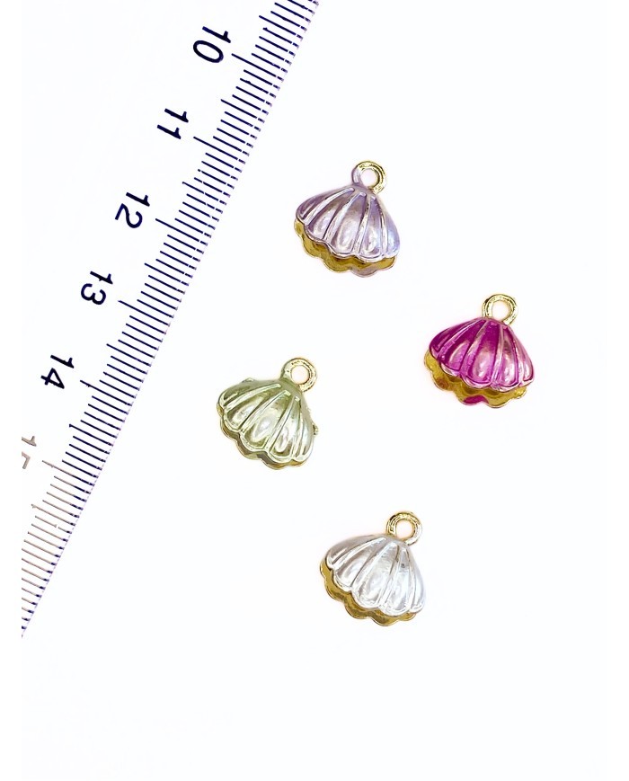 Pirinç Zirkon Mineli İstiridye Kolye Bileklik Ucu Charm Mor 1 Adet