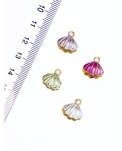 Pirinç Zirkon Mineli İstiridye Kolye Bileklik Ucu Charm Pembe 1 Adet