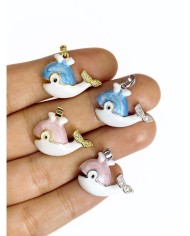 Pirinç Zirkon Taşlı Gül Kolye Bileklik Ucu Charm Gümüş Pembe 1 Adet