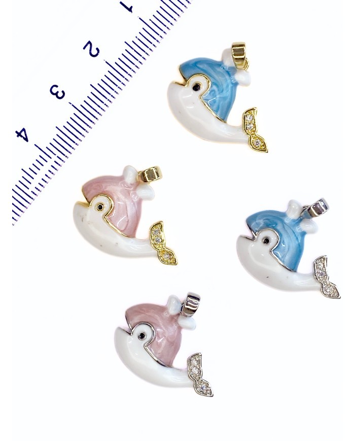 Pirinç Zirkon Taşlı Gül Kolye Bileklik Ucu Charm Altın Pembe 1 Adet