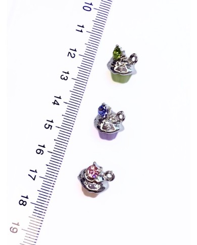 Pirinç Zirkon Taşlı Kap Kek Kolye Bileklik Ucu Charm Pembe 1 Adet