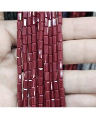 6mm İpe Dizili Baget Kristal Boncuk Mat Koyu Kırmızı - 1 Dizi