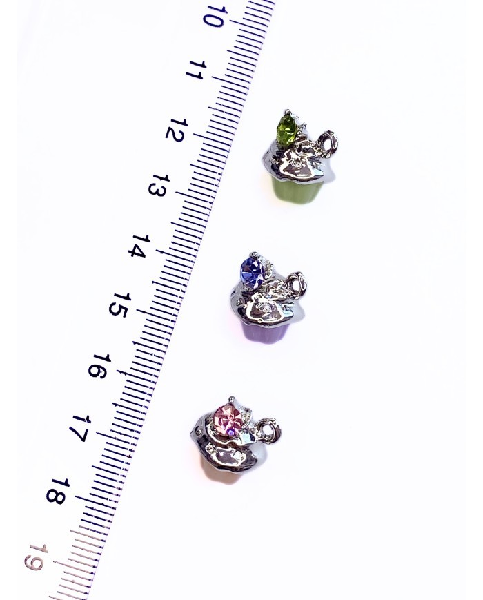 Taşlı Kap Kek Kolye Bileklik Ucu Charm Mavi 1 Adet