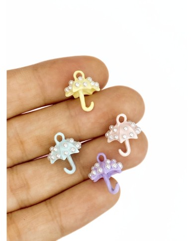 Pirinç Zirkon Mineli İncili Şemsiye Kolye Bileklik Ucu Charm Sarı 1 Adet