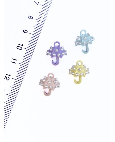 Pirinç Zirkon Mineli İncili Şemsiye Kolye Bileklik Ucu Charm Sarı 1 Adet