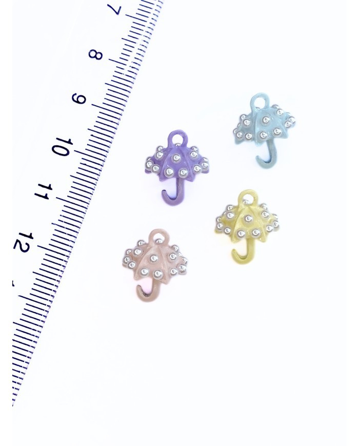 Pirinç Zirkon Mineli İncili Şemsiye Kolye Bileklik Ucu Charm Pembe 1 Adet