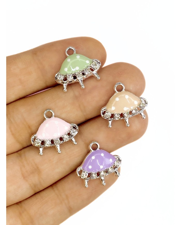 Pirinç Zirkon Taşlı Uzay Gemisi Kolye Bileklik Ucu Charm Pembe 1 Adet