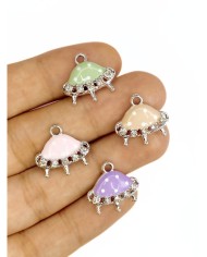 Pirinç Zirkon Taşlı Uzay Gemisi Kolye Bileklik Ucu Charm Pembe 1 Adet