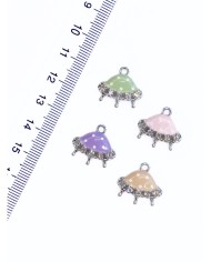 Pirinç Zirkon Taşlı Uzay Gemisi Kolye Bileklik Ucu Charm Pembe 1 Adet