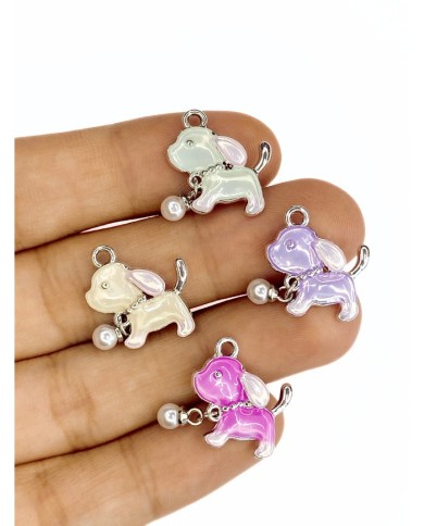 Pirinç Zirkon Mineli İncili Köpek Kolye Bileklik Ucu Charm Mor 1 Adet