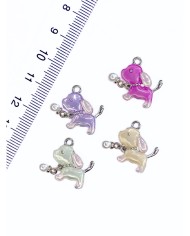 Pirinç Zirkon Mineli İncili Köpek Kolye Bileklik Ucu Charm Pembe 1 Adet