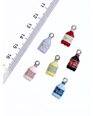 Pirinç Zirkon Mineli Şişe Kola Kolye Bileklik Ucu Charm Pembe 1 Adet