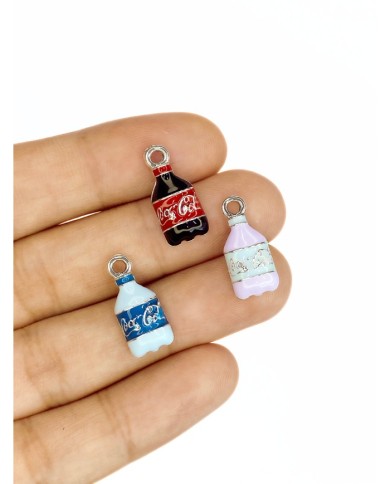 Pirinç Zirkon Mineli Şişe Kola Kolye Bileklik Ucu Charm Mavi 1 Adet