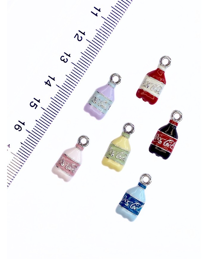 Pirinç Zirkon Mineli Şişe Kola Kolye Bileklik Ucu Charm Mor 1 Adet