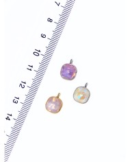 Pirinç Zirkon Taşlı Kare Kolye Bileklik Ucu Charm Mor 1 Adet