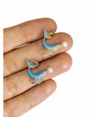 Pirinç Zirkon Taşlı İncili Yunus Balığı Kolye Bileklik Ucu Charm Gümüş 1 Adet