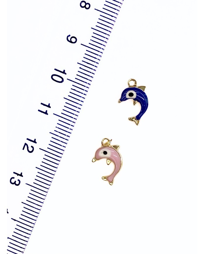 Pirinç Zirkon Mineli Yunus Balığı Kolye Bileklik Ucu Charm Pembe 1 Adet