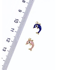 Pirinç Zirkon Mineli Yunus Balığı Kolye Bileklik Ucu Charm Pembe 1 Adet