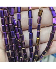 6mm İpe Dizili Baget Kristal Boncuk Metalik Kaplama Mor - 1 Dizi