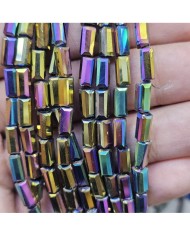 6mm İpe Dizili Baget Kristal Boncuk Metalik Kaplama Gökkuşağı - 1 Dizi