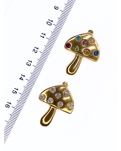 Çelik Taşlı Mantar Kolye Bileklik Ucu Charm Şeffaf 1 Adet