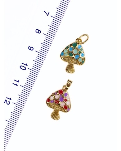 Pirinç Zirkon Mineli Mantar Kolye Bileklik Ucu Charm Mavi 1 Adet