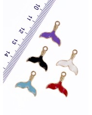 Pirinç Zirkon Mineli Balık Kuyruğu Kolye Bileklik Ucu Charm Kırmızı 1 Adet