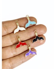 Pirinç Zirkon Mineli Balık Kuyruğu Kolye Bileklik Ucu Charm Mor 1 Adet