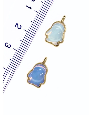 Pirinç Zirkon Taşlı Penguen Kolye Bileklik Ucu Charm Altın Mavi 1 Adet