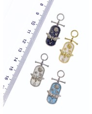 Pirinç Zirkon Mineli Plaka Kelebek Lale Kolye Bileklik Ucu Charm Mavi 1 Adet