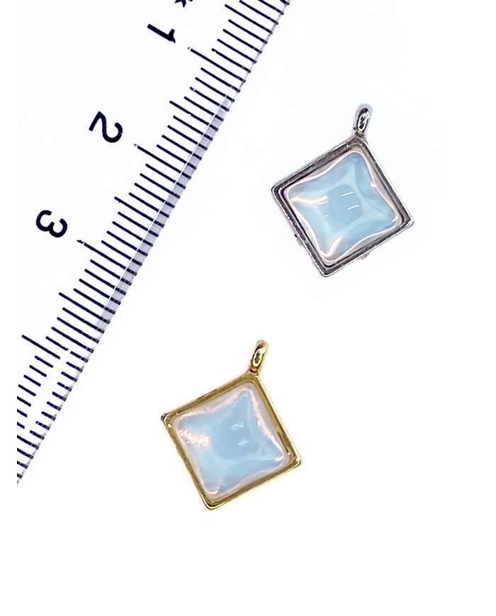 Pirinç Zirkon Taşlı Kare Kolye Bileklik Ucu Charm Altın 1 Adet