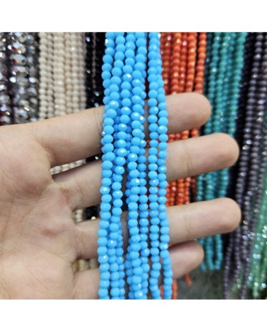 4mm İpe Dizili Kristal Boncuk Mat Turkuaz - 10 Dizi