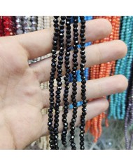 4mm İpe Dizili Kristal Boncuk Janjanlı Siyah - 10 Dizi