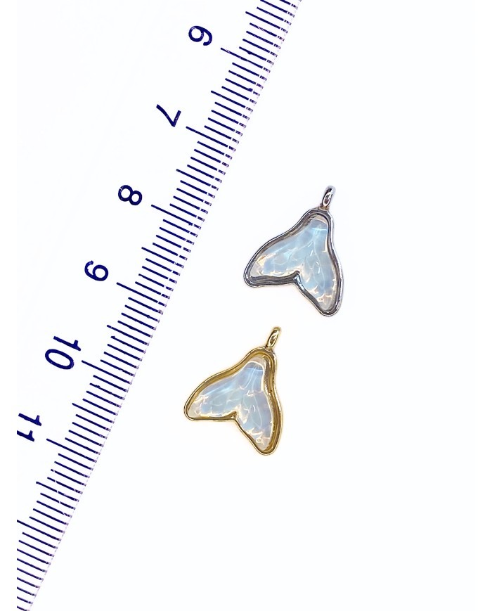 Pirinç Zirkon Taşlı Balık Kuyruğu Kolye Bileklik Ucu Charm Gümüş 1 Adet