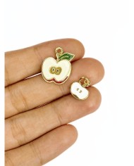 Pirinç Zirkon Mineli Küçük Yarım Elma Kolye Bileklik Ucu Charm 1 Adet