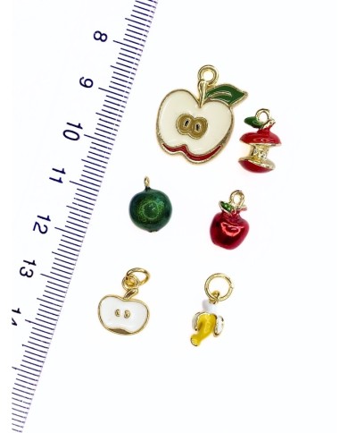 Pirinç Zirkon Mineli Küçük Yarım Elma Kolye Bileklik Ucu Charm 1 Adet