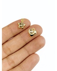 Pirinç Zirkon Mineli Kalp Kolye Bileklik Ucu Charm Altın 1 Adet