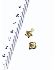 Pirinç Zirkon Mineli Kalp Kolye Bileklik Ucu Charm Altın 1 Adet