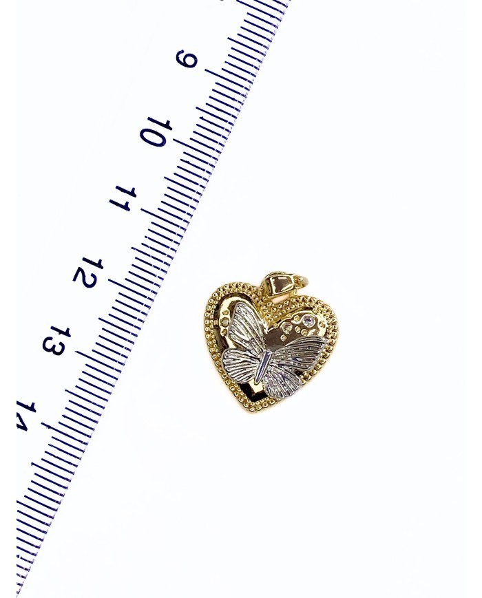 Pirinç Zirkon Mineli Kalp Kelebek Kolye Bileklik Ucu Charm 1 Adet