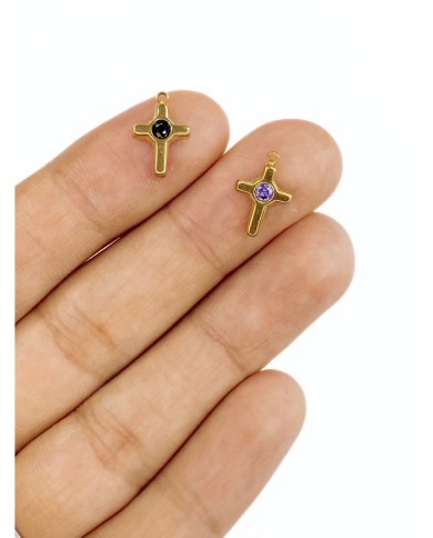 Pirinç Zirkon Taşlı Taşlı Hac İşareti Bileklik Ucu Charm Mor 1 Adet