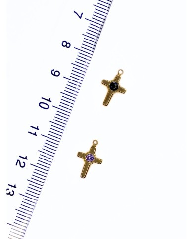 Pirinç Zirkon Taşlı Taşlı Hac İşareti Bileklik Ucu Charm Mor 1 Adet