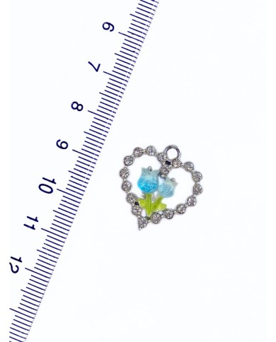 Pirinç Zirkon Taşlı Kalpli Gül Bileklik Ucu Charm 1 Adet