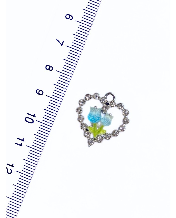 Pirinç Zirkon Taşlı Kalpli Gül Bileklik Ucu Charm 1 Adet