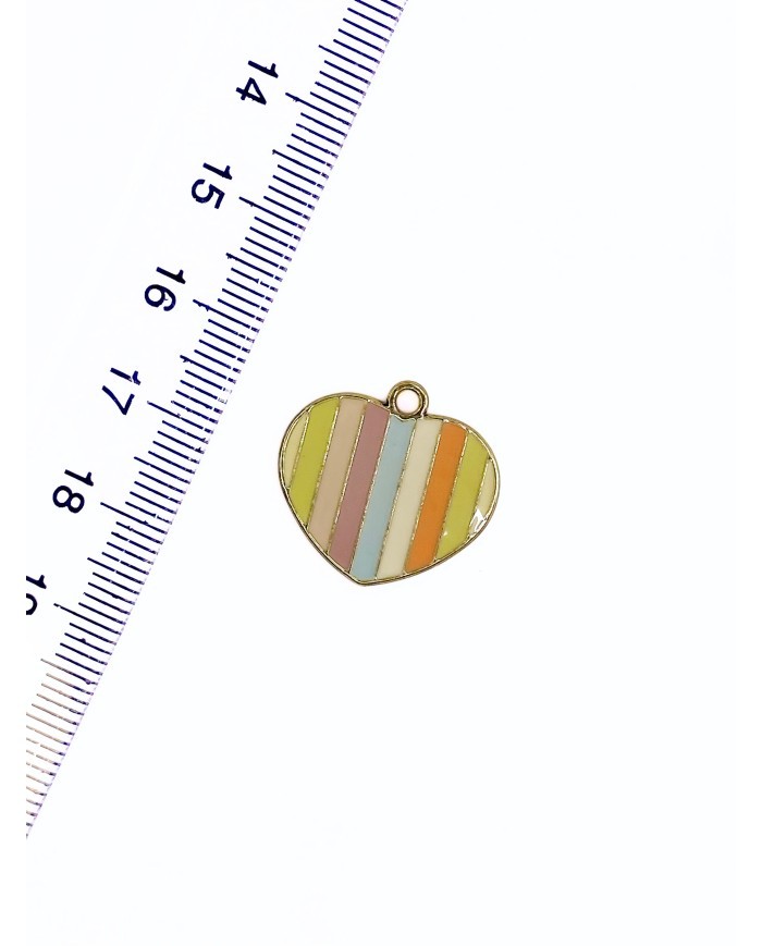 Pirinç Zirkon Mineli Renkli Kalp Bileklik Ucu Charm 1 Adet